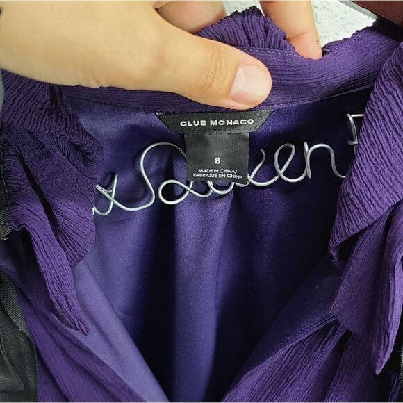 Club Monaco Women's 100% Silk Purple A-line Dress Size 8 - Picture 4 of 7